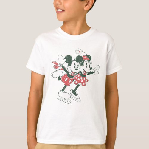 Mickey  Minnie  Christmas Skating Noel T_Shirt