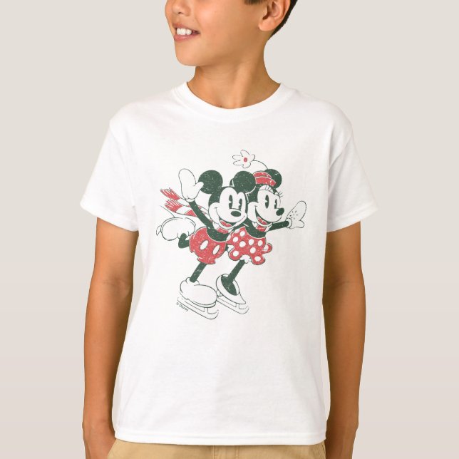 Mickey & Minnie | Christmas Skating Noel T-Shirt (Front)