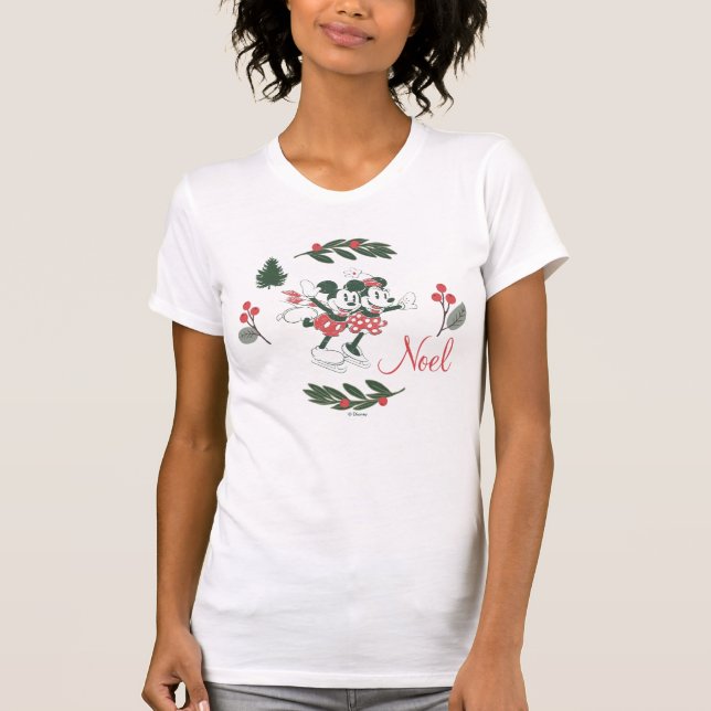 Mickey & Minnie | Christmas Skating Noel T-Shirt (Front)