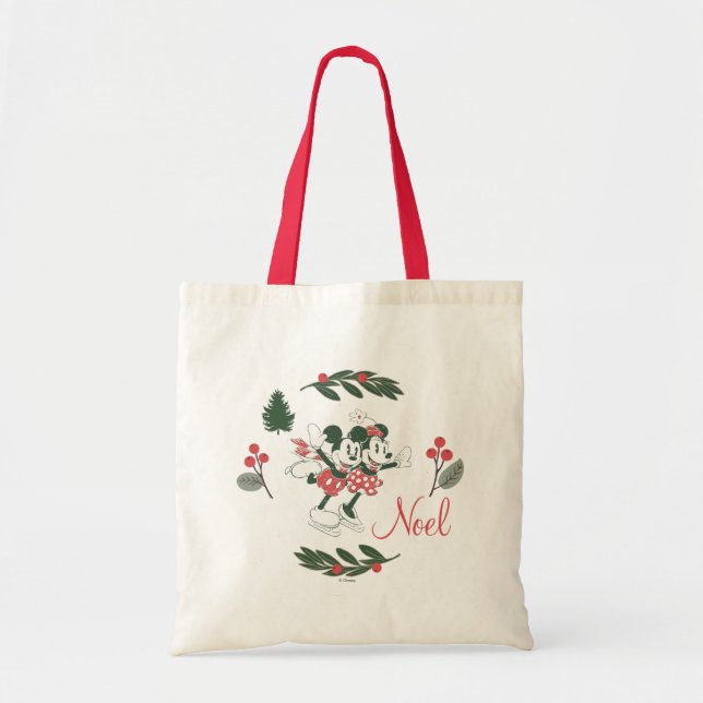 Mickey & Minnie | Christmas Skating Noel Tote Bag (Front)