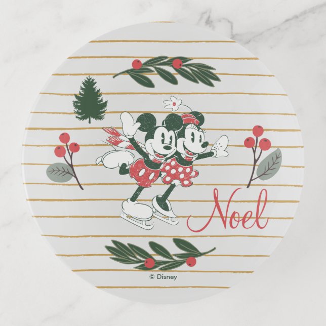 Mickey & Minnie | Christmas Skating Noel Trinket Tray (Front)