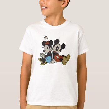 Mickey & Minnie | Classic Pair Sitting T-shirt by MickeyAndFriends at Zazzle