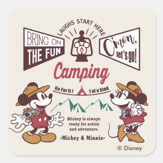 Mickey & Minnie | C'mon Let's Go! Square Sticker (Front)
