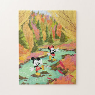 Mickey & Minnie Crossing A Stream Jigsaw Puzzle