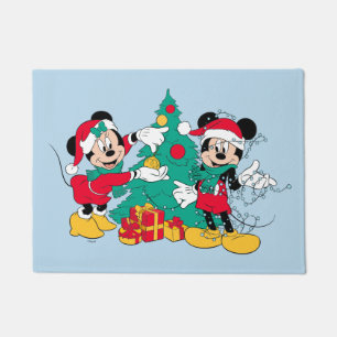 Mickey & Minnie Decorate the Christmas Tree Doormat