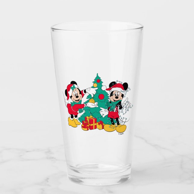 Mickey & Minnie | Decorate the Christmas Tree Glass (Front)