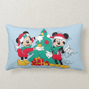 Mickey & Minnie   Decorate the Christmas Tree Lumbar Pillow