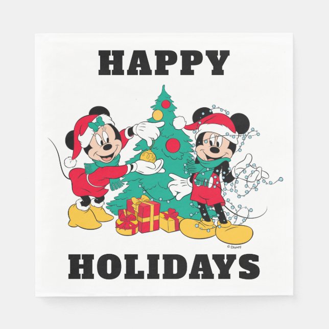 Mickey & Minnie | Decorate the Christmas Tree Napkins (Front)
