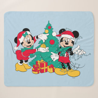 Mickey & Minnie | Decorate the Christmas Tree Sherpa Blanket