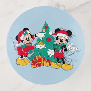 Mickey & Minnie Decorate the Christmas Tree Trinket Tray