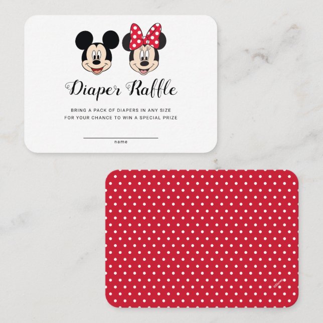 Mickey & Minnie | Gender Reveal Diaper Raffle Place Card (Front/Back)