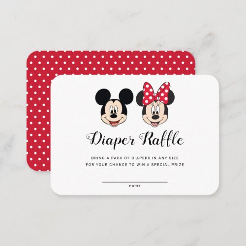 Mickey  Minnie  Gender Reveal Diaper Raffle Place Card