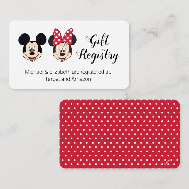 Mickey & Minnie | Gender Reveal Gift Registry Enclosure Card (Front/Back)