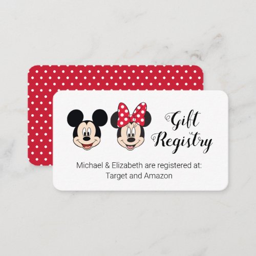 Mickey  Minnie  Gender Reveal Gift Registry Enclosure Card