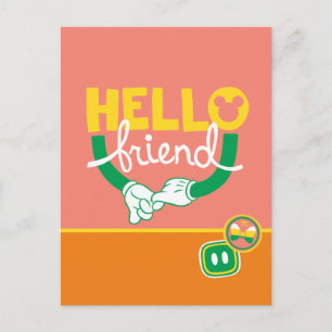 Mickey & Minnie Hands - Hello Friend Postcard