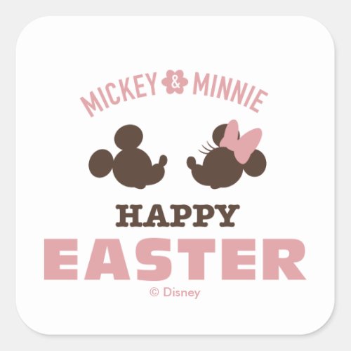 Mickey  Minnie  Happy Easter Square Sticker