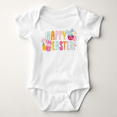 Mickey &amp; Minnie | Happy Easter Watercolor Graphic Baby Bodysuit