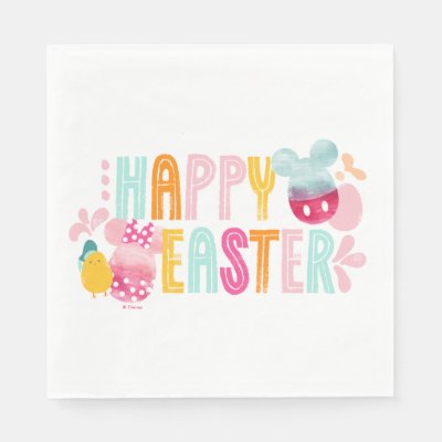 Mickey &amp; Minnie | Happy Easter Watercolor Graphic Napkins