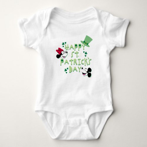 Mickey  Minnie  Happy St Patricks Day Baby Bodysuit
