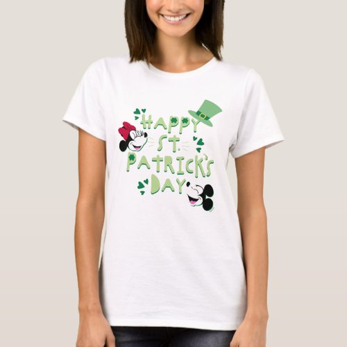 Mickey  Minnie  Happy St Patricks Day T_Shirt