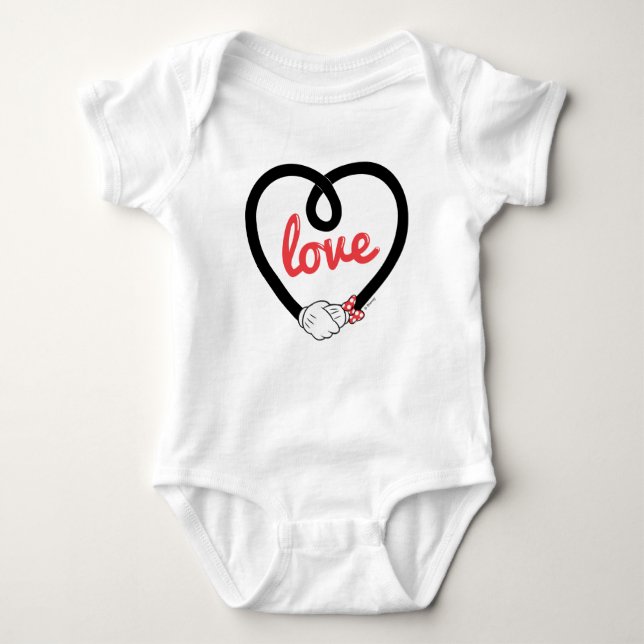 Mickey & Minnie | Heart Love Baby Bodysuit (Front)