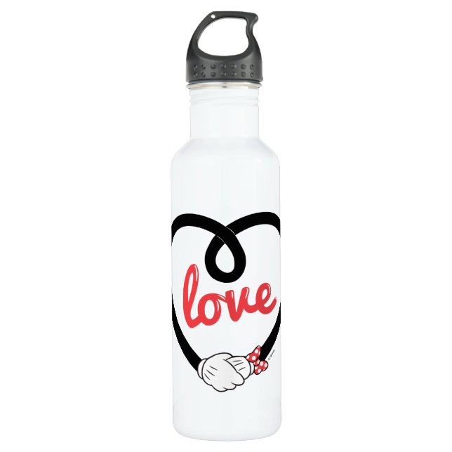 Mickey & Minnie | Heart Love Stainless Steel Water Bottle (Front)