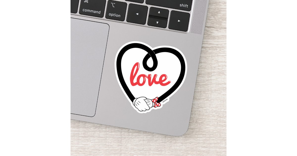 Mickey & Minnie | Heart Love Sticker | Zazzle