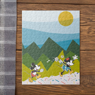 Mickey & Minnie Hiking Up The Mountains Jigsaw Puzzle
