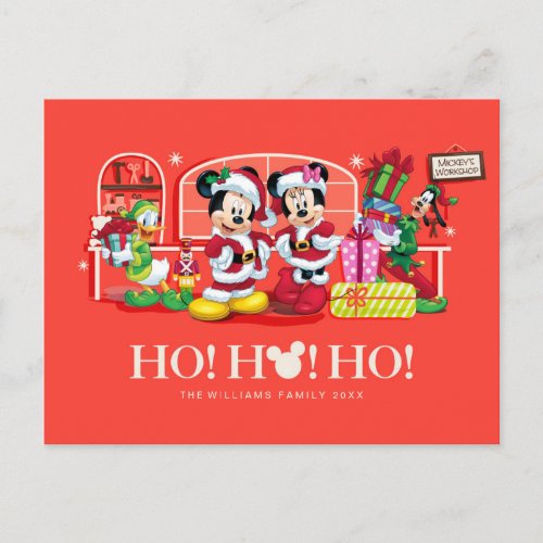 Mickey  Minnie  Ho Ho Ho Holiday Postcard