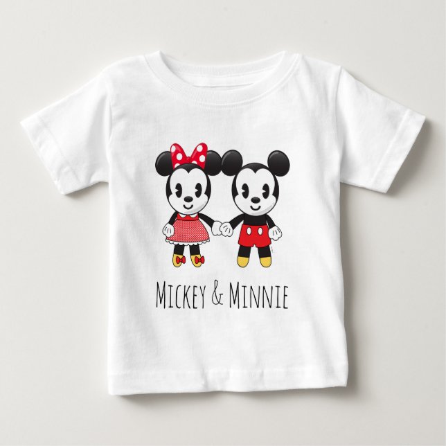 Mickey & Minnie Holding Hands Emoji 2 Baby T-Shirt (Front)