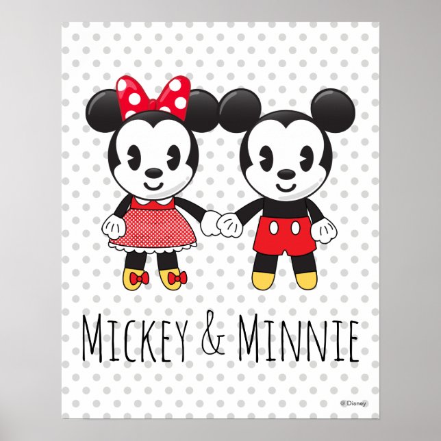 Mickey & Minnie Holding Hands Emoji 3 Poster (Front)