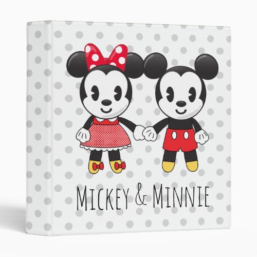 Mickey  Minnie Holding Hands Emoji 3 Ring Binder