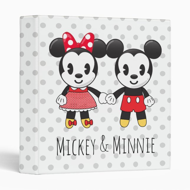 Mickey & Minnie Holding Hands Emoji 3 Ring Binder (Front/Spine)