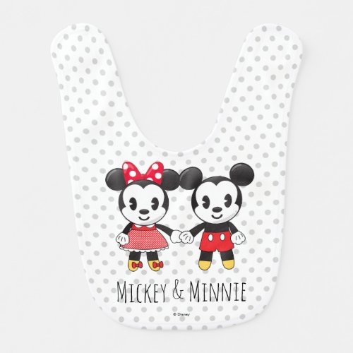 Mickey  Minnie Holding Hands Emoji Baby Bib