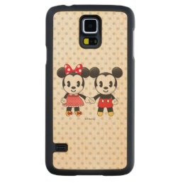 Mickey &amp; Minnie Holding Hands Emoji Carved Maple Galaxy S5 Slim Case