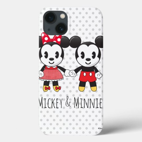 Mickey  Minnie Holding Hands Emoji iPhone 13 Case