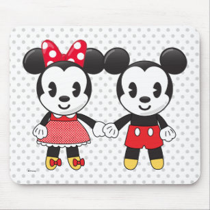 Mickey & Minnie Holding Hands Emoji Mouse Pad