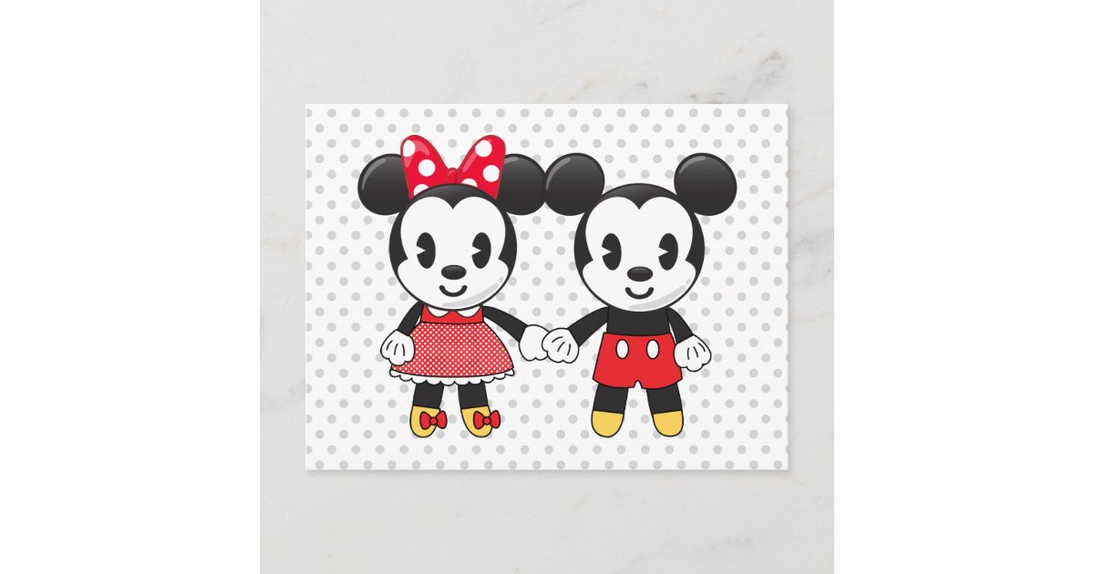 Trendy Minnie, Red Polka Dot Bow Postcard, Zazzle