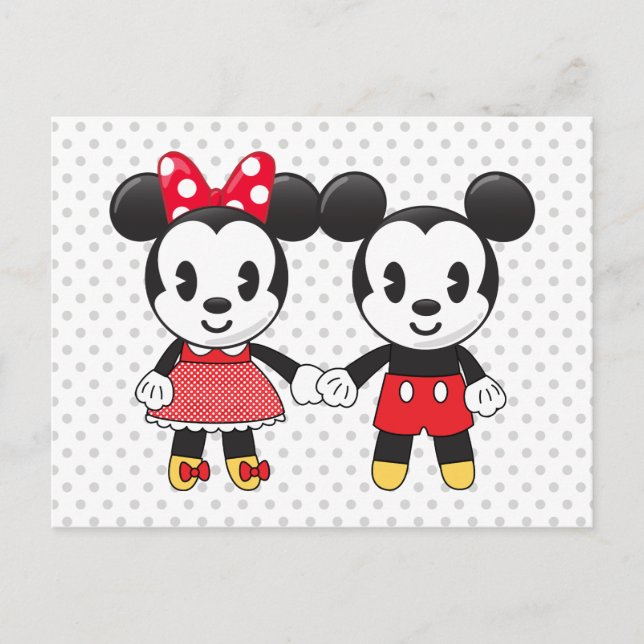 Mickey & Minnie Holding Hands Emoji Postcard (Front)