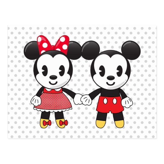 Mickey Minnie Holding Hands Emoji Postcard