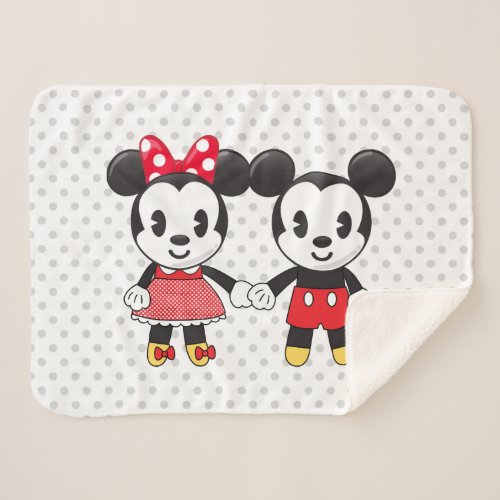 Mickey  Minnie Holding Hands Emoji Sherpa Blanket