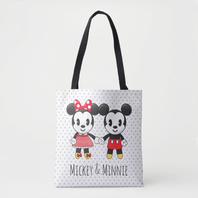 Mickey & Minnie Holding Hands Emoji Tote Bag (Front)