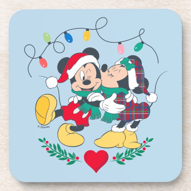 Mickey & Minnie | Holiday Kisses Beverage Coaster (Front)