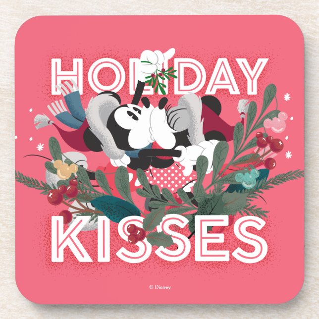 Mickey & Minnie | Holiday Kisses Beverage Coaster (Front)