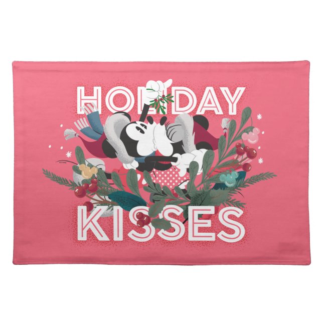 Mickey & Minnie | Holiday Kisses Cloth Placemat (Front)