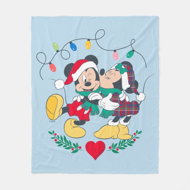 Mickey & Minnie | Holiday Kisses Fleece Blanket (Front)