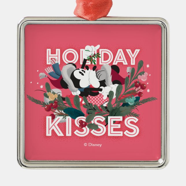 Mickey & Minnie | Holiday Kisses Metal Ornament (Front)