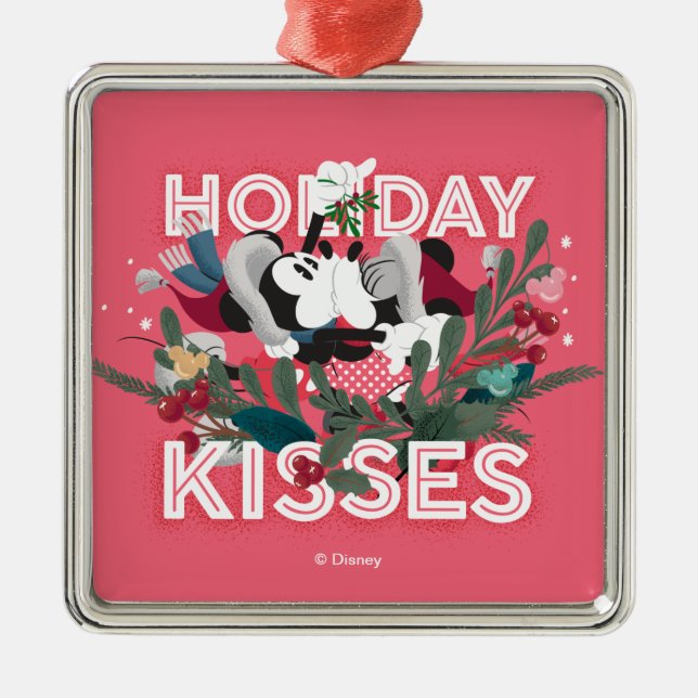Mickey & Minnie | Holiday Kisses Metal Ornament (Front)