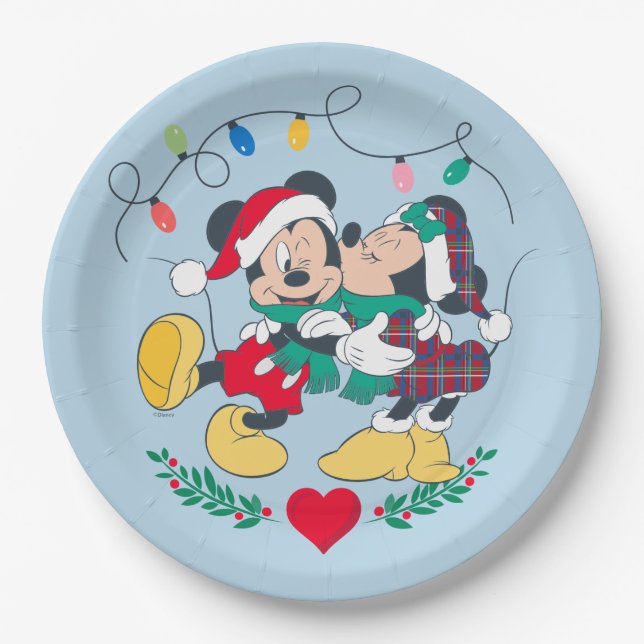 Mickey & Minnie | Holiday Kisses Paper Plates (Front)