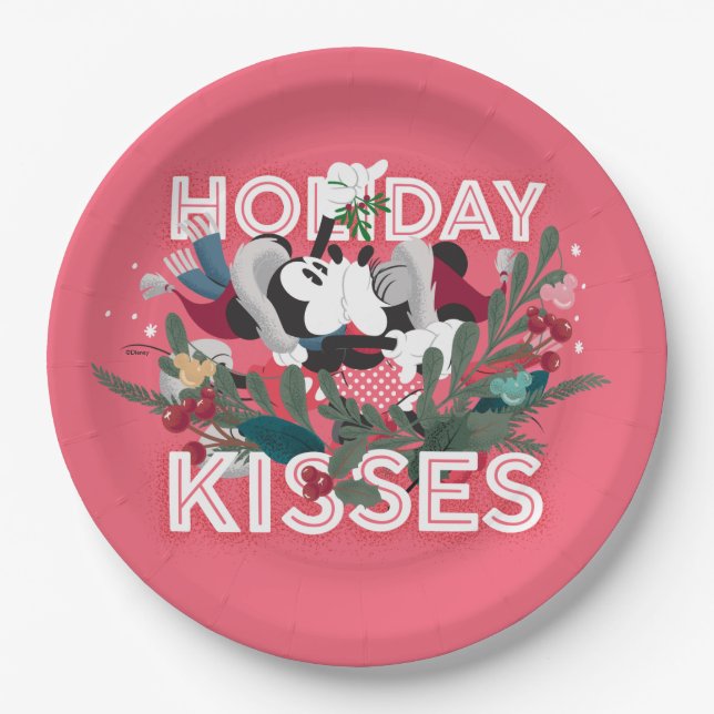 Mickey & Minnie | Holiday Kisses Paper Plates (Front)